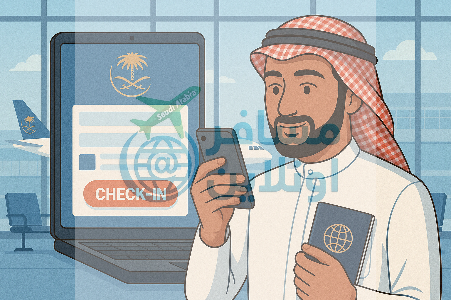 خطوات إنهاء إجراءات السفر عبر الإنترنت مع الخطوط السعودية